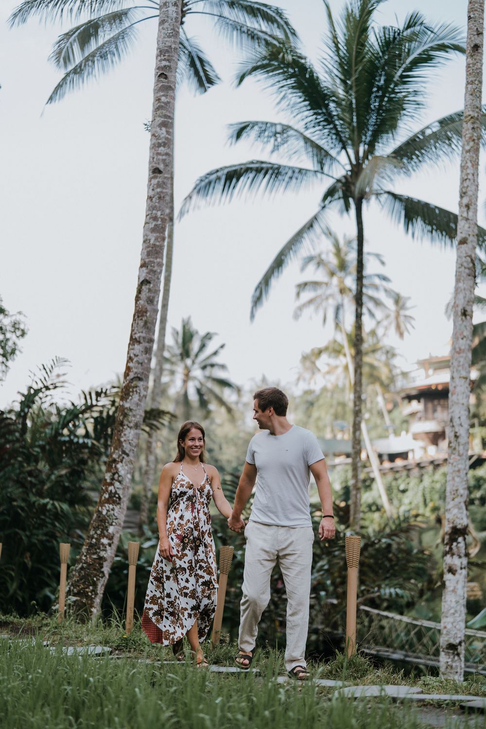 Bali couple photoshoot with ricefield and waterfall background