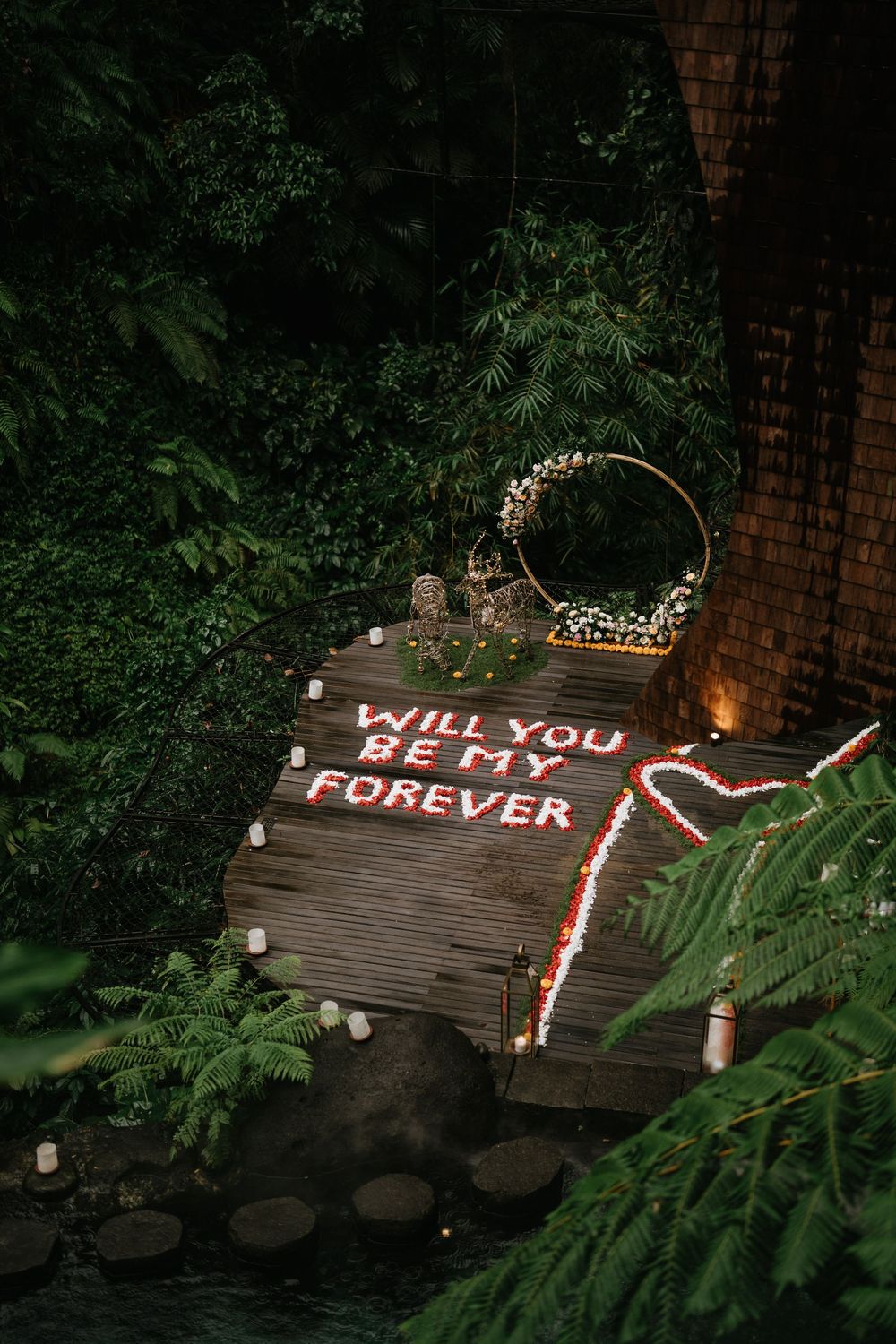 Engagement photoshoot in Bali with lush greenery