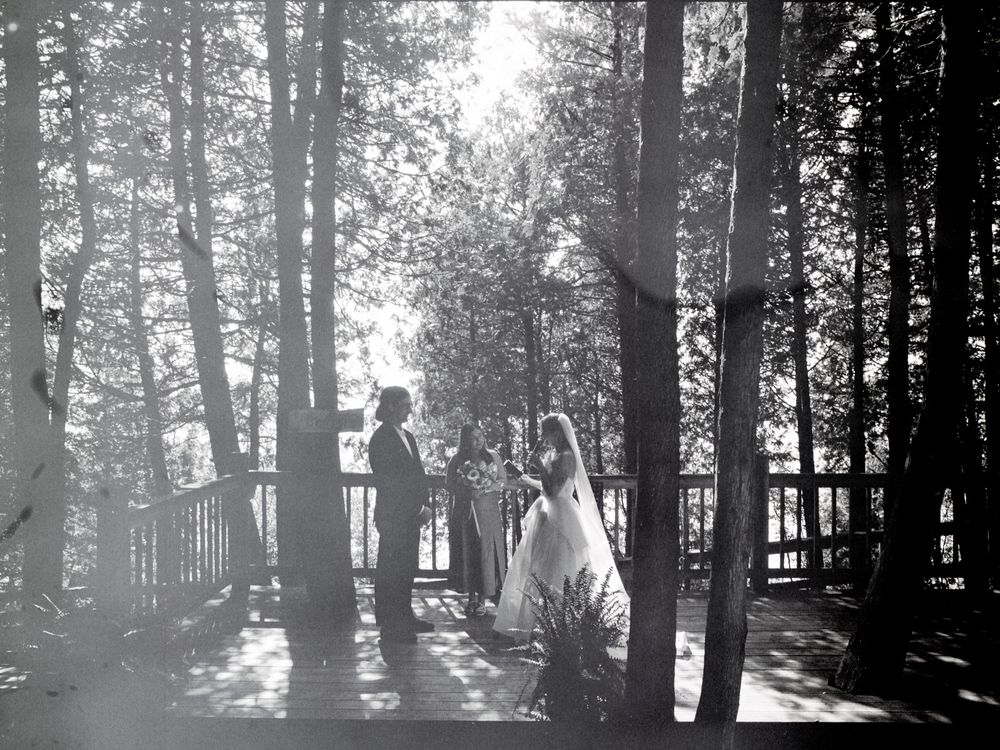 Black and white film wedding ceremony