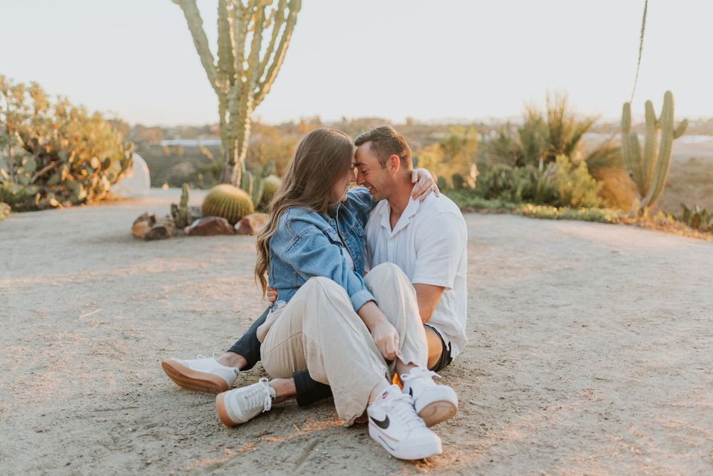 San Diego engagement photos at Balboa Park featuring candid moments and relaxed posing. Romantic and candid engagement session Balboa Park