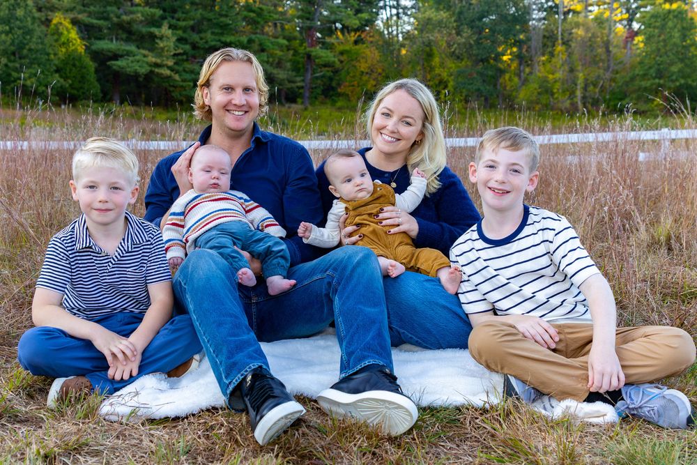 Aunt and Uncle with their nephews during a multi-generational family photo session in Sudbury, MA by Lisa West Photography.  Concord Weston.