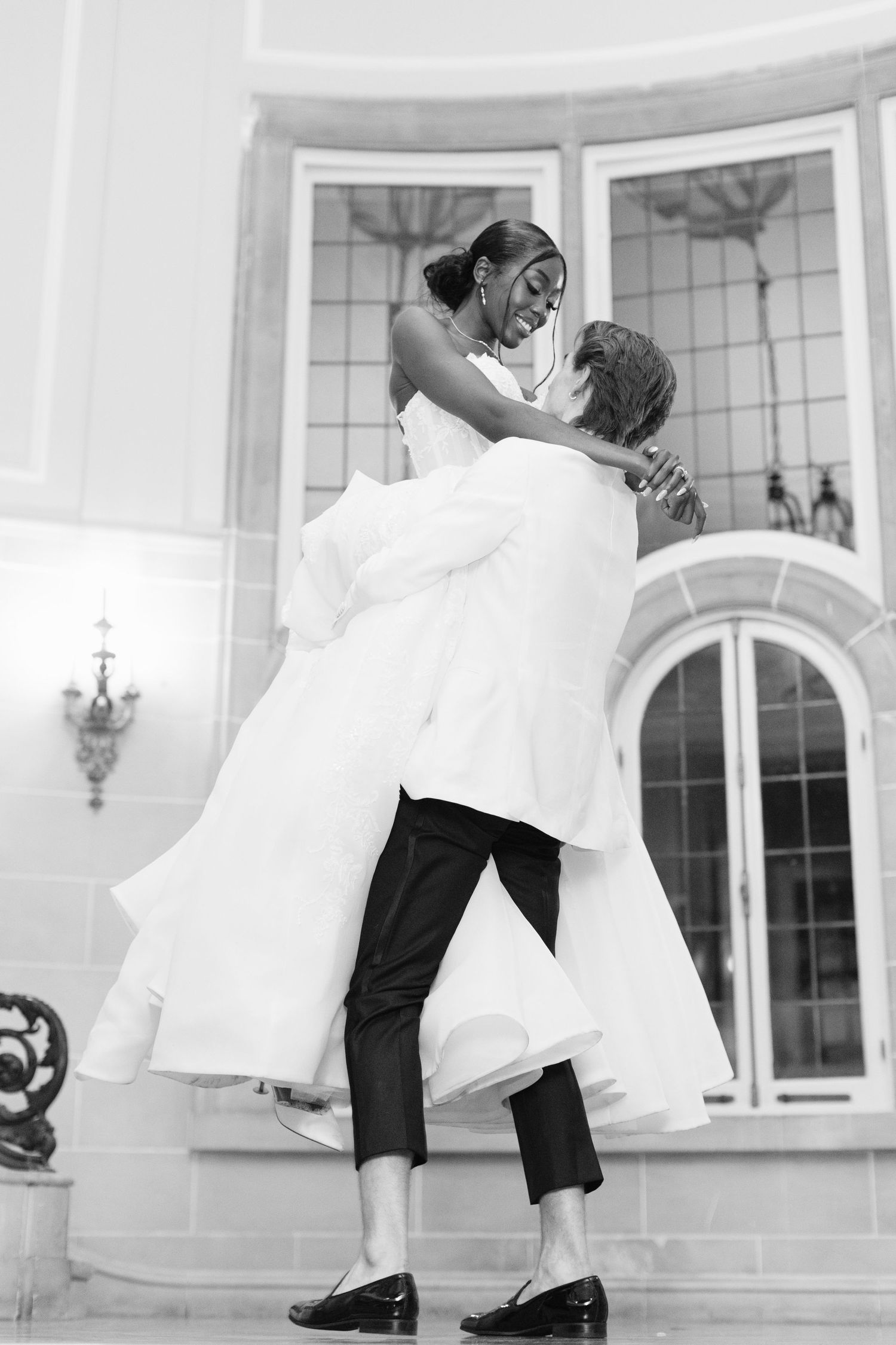 The Armour House Wedding in Lake Forest, IL - Reception Night Portraits in Staircase