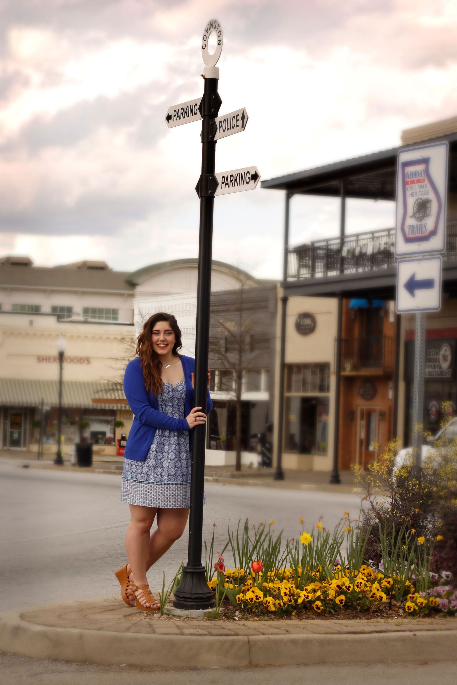 high school senior portrait downtown Covington GA senior photographer