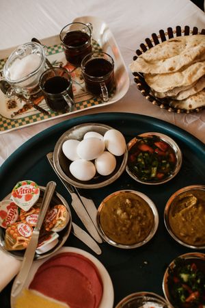Photographie d'un petit déjeuner en Egypte