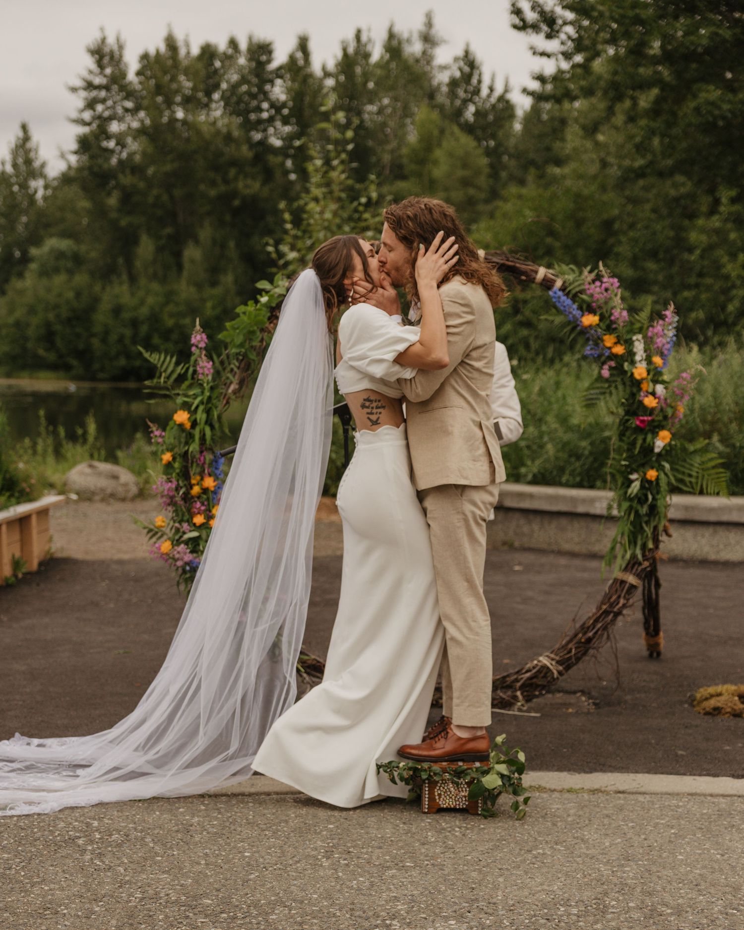 Bride and groom sharing first look | wedding photography