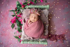 Newborn photography Melbourne, baby floral themed photoshoot with flowers