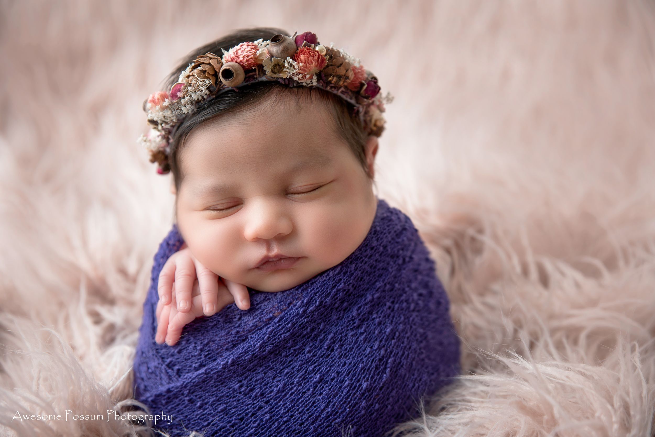 Newborn photography Melbourne, baby close up eyes and lips detail