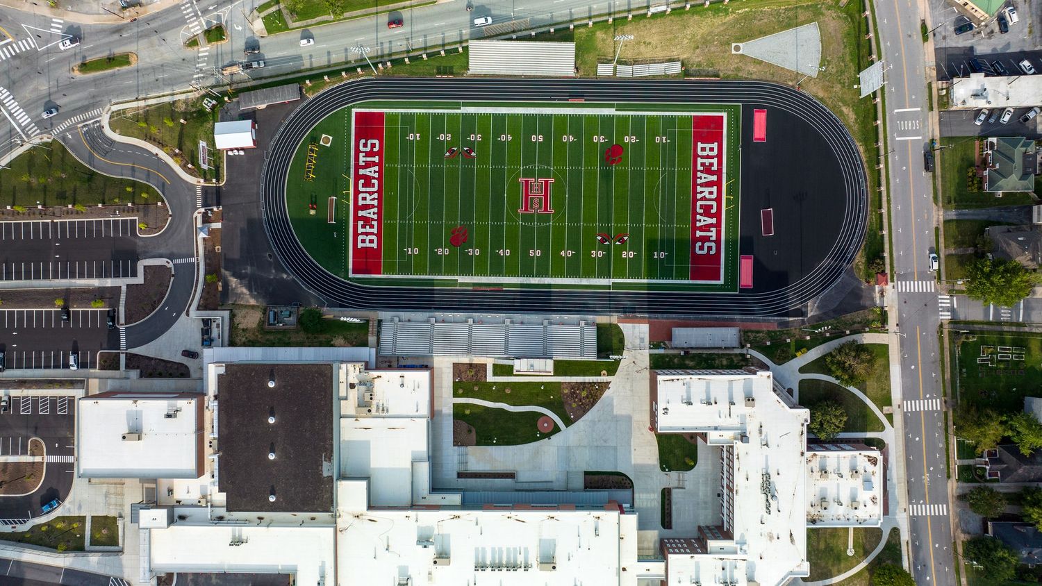 Neil Asher Higher Ed and K-12 Education Photography, High School Football Field Photo.