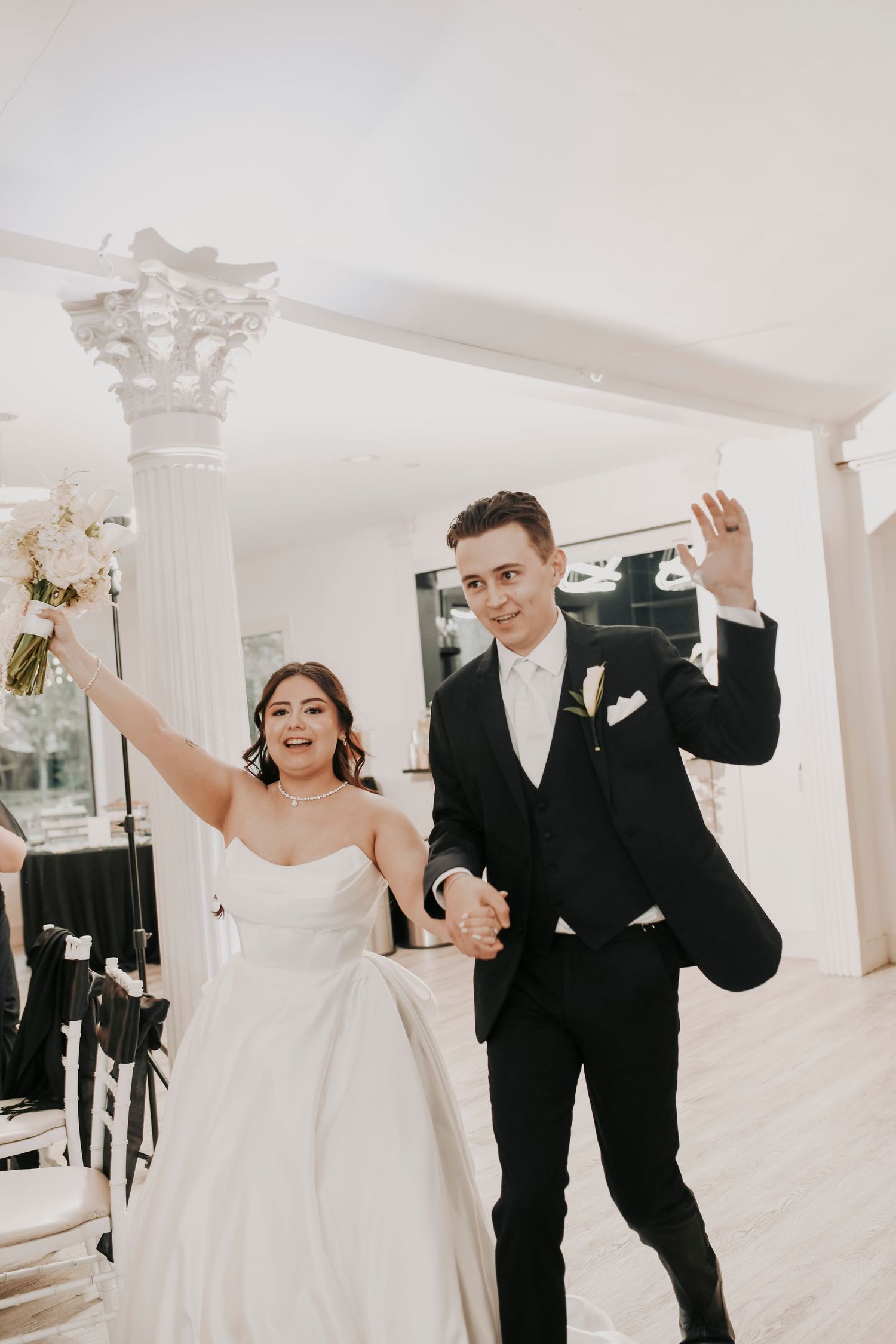 Sophisticated wedding reception details photographed before guests arrived
