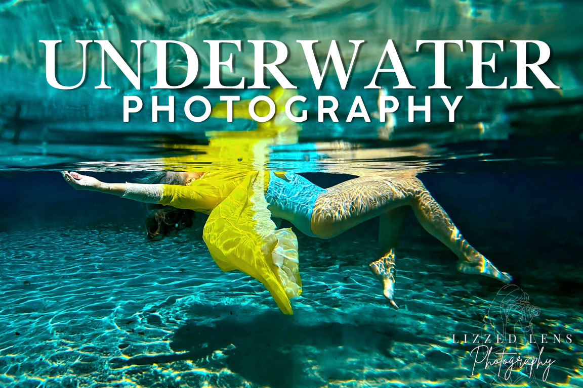 Stunning underwater photography showcasing a swimmer in a vibrant yellow and blue outfit gracefully posing beneath turquoise water.