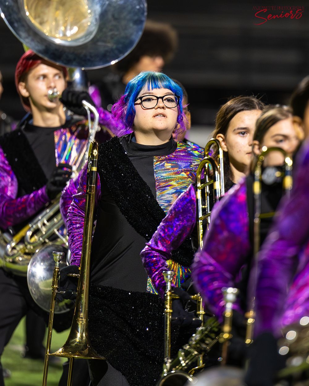 Phoenix AZMBA Marching Band Pictures senior BANNERS Anjeanette Photography High School AZ halftime performance photos