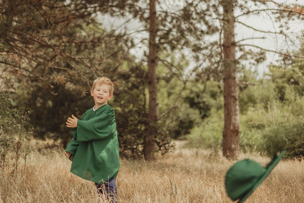 nursery graduation / pre-school graduation with gown and cap - outdoor on tooting common