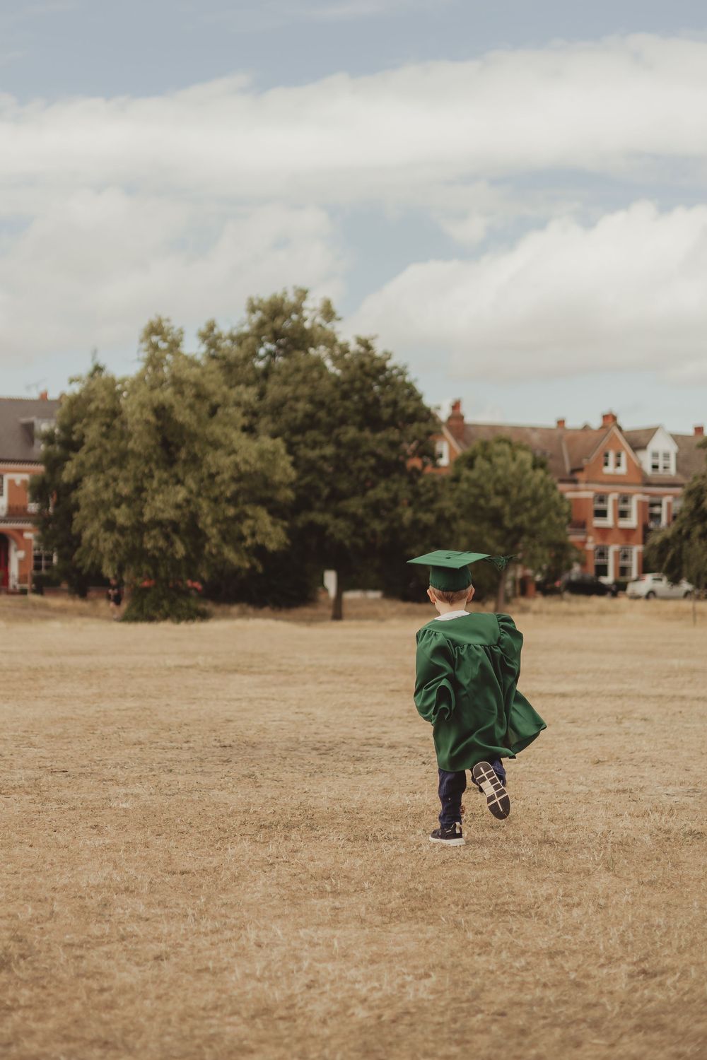 nursery graduation / pre-school graduation with gown and cap - outdoor on tooting common