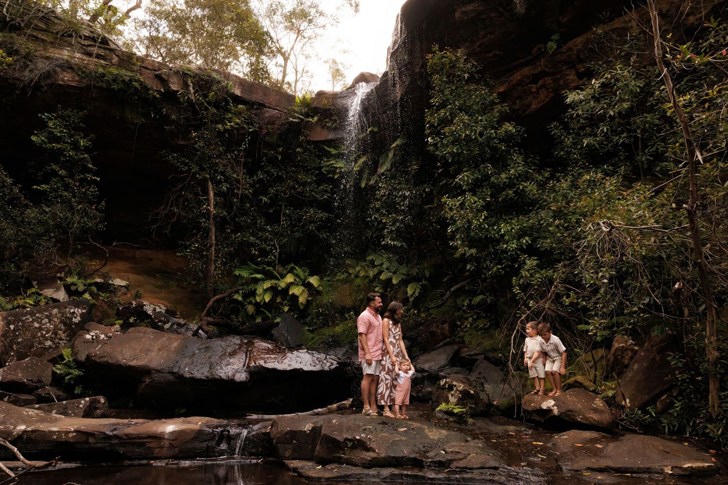 adventure family lifestyle outdoor parenthood motherhood fatherhood kids children waterfall