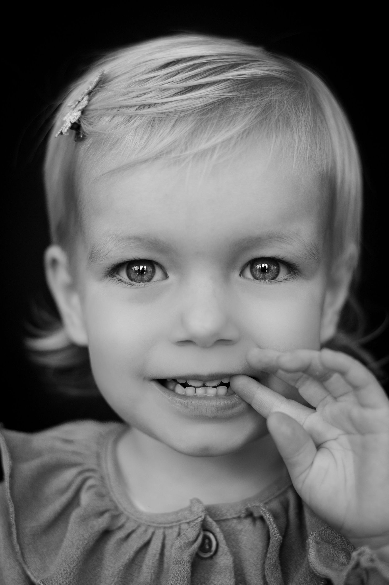 Close-up zwart-wit portret