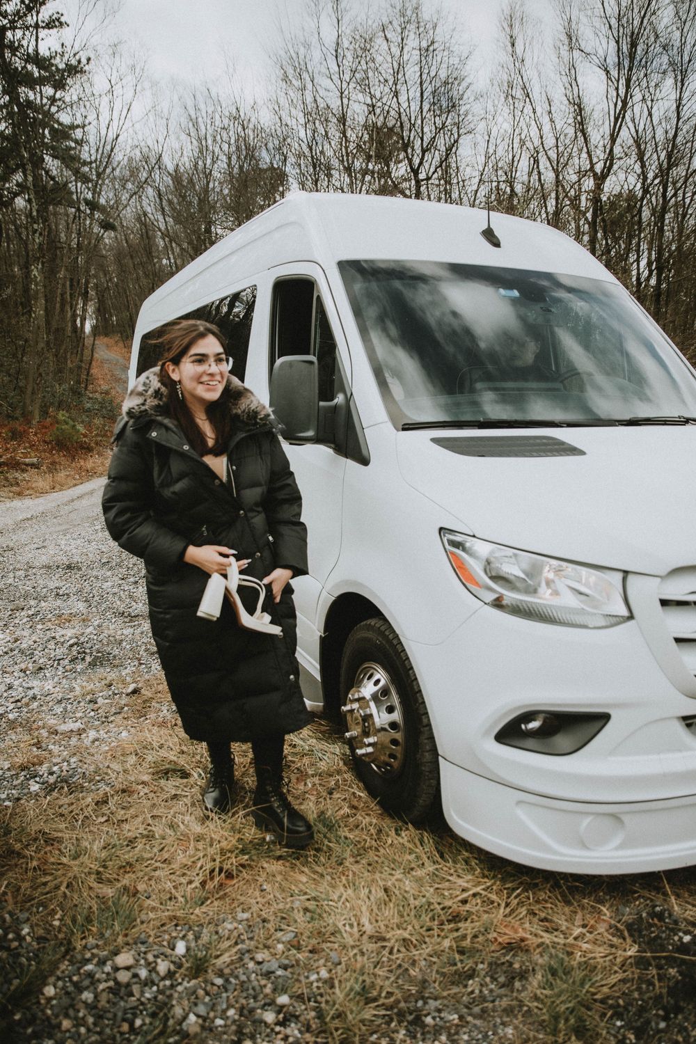 Jim Thorpe PA wedding photographer, Pennsylvania elopement photographer, summit hill lansford PA forest winter portraits moody windy