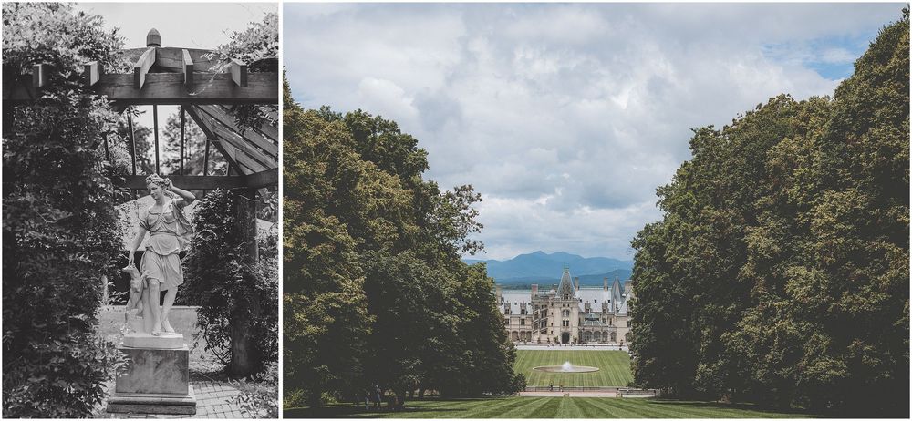 The historic Palladian style Woburn Abbey estate is viewed through a garden landscape with manicured trees and lawns.