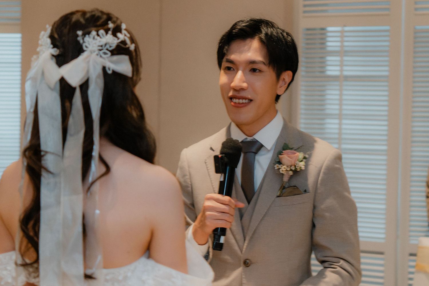 A couple sharing a special moment during their wedding ceremony.