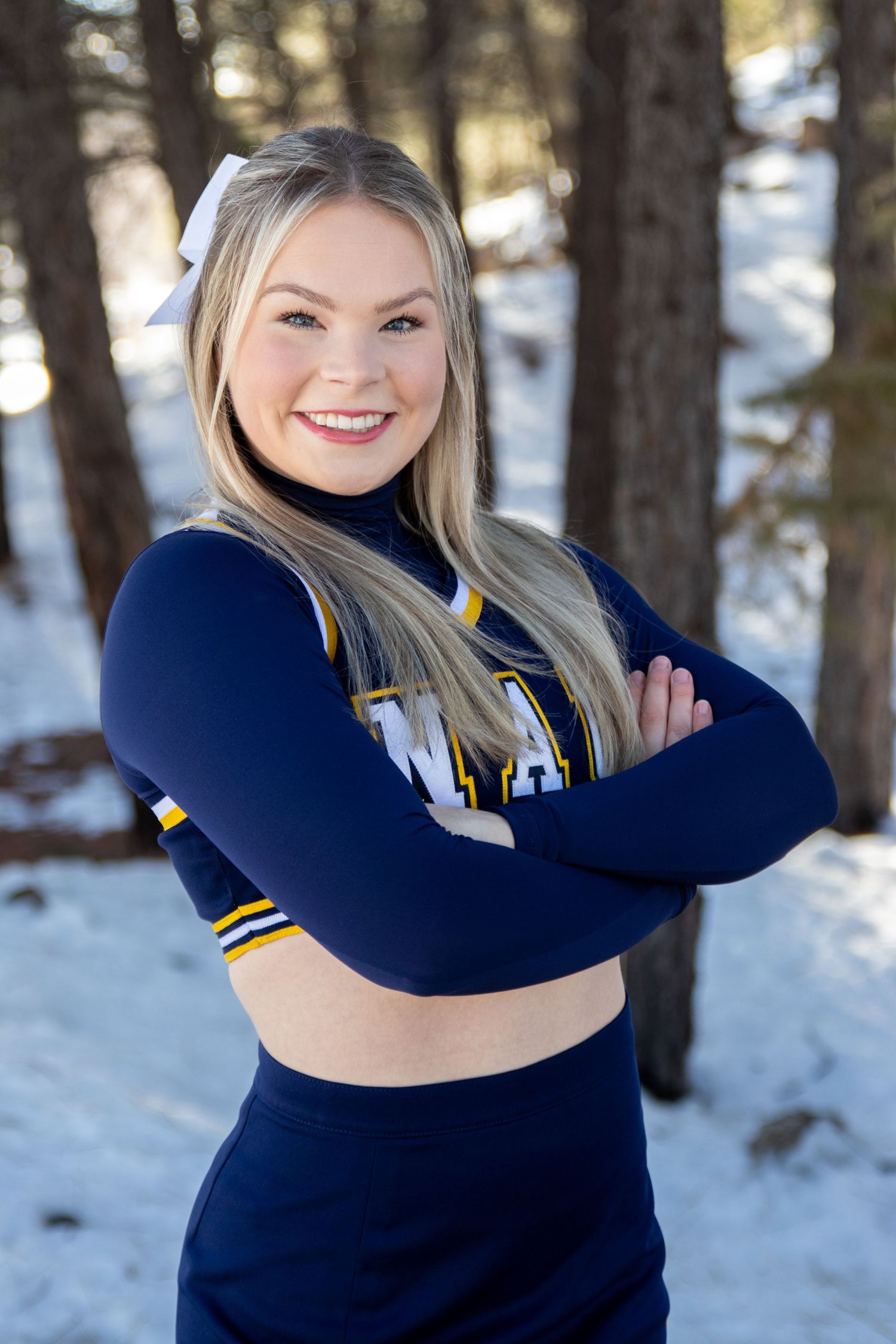 arizona, portrait, rhianna k photography, grad, cheer, college, snow, flagstaff