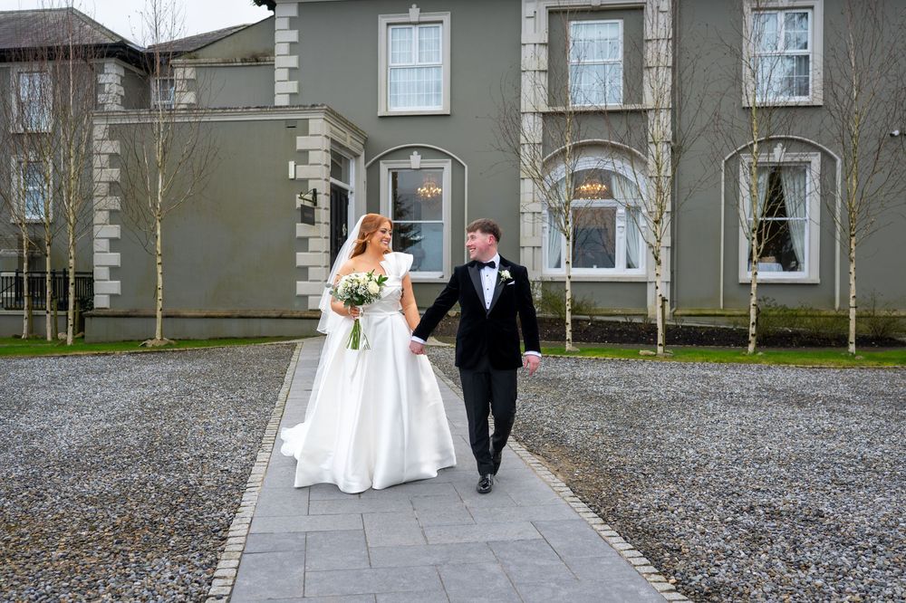 Bride and Groom posing at Newbay House, County Wexford.