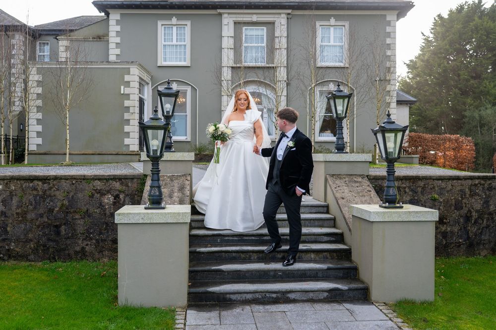 Bride and Groom posing at Newbay House, County Wexford.