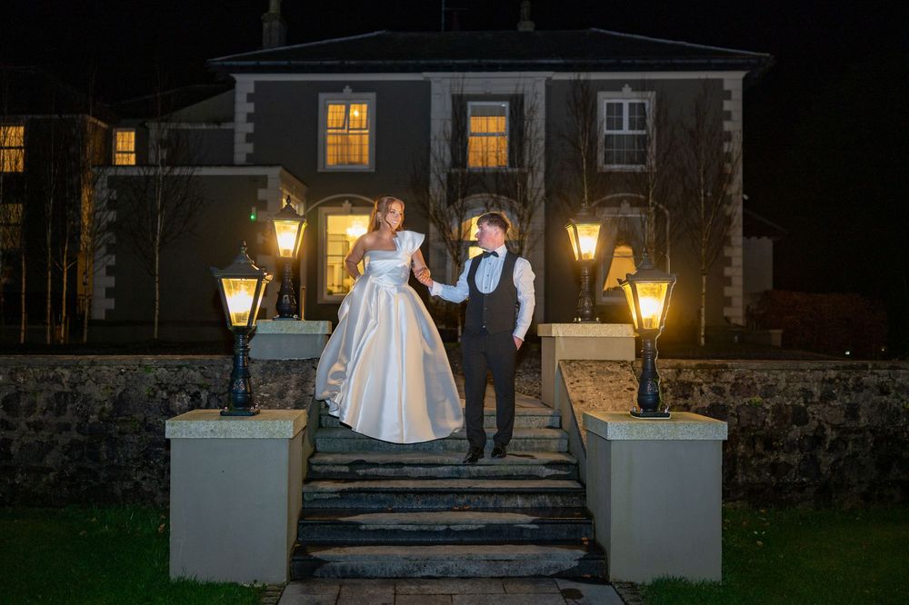 Bride and Groom posing at Newbay House, County Wexford.