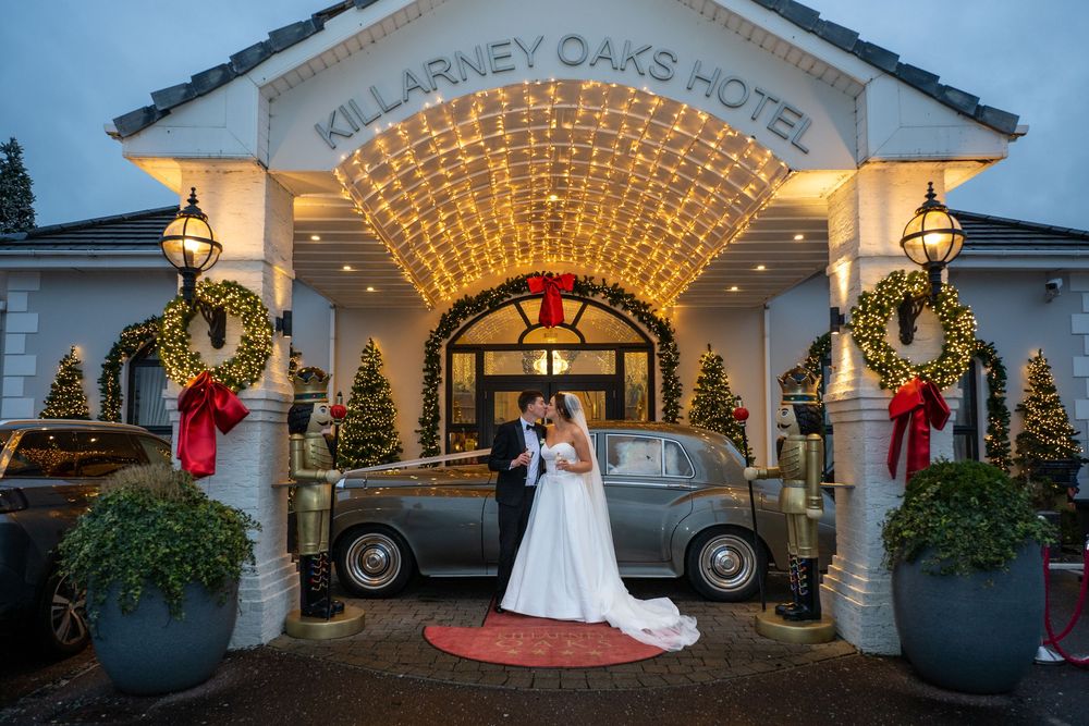Bride and Groom kissing in Killarney, County Kerry.