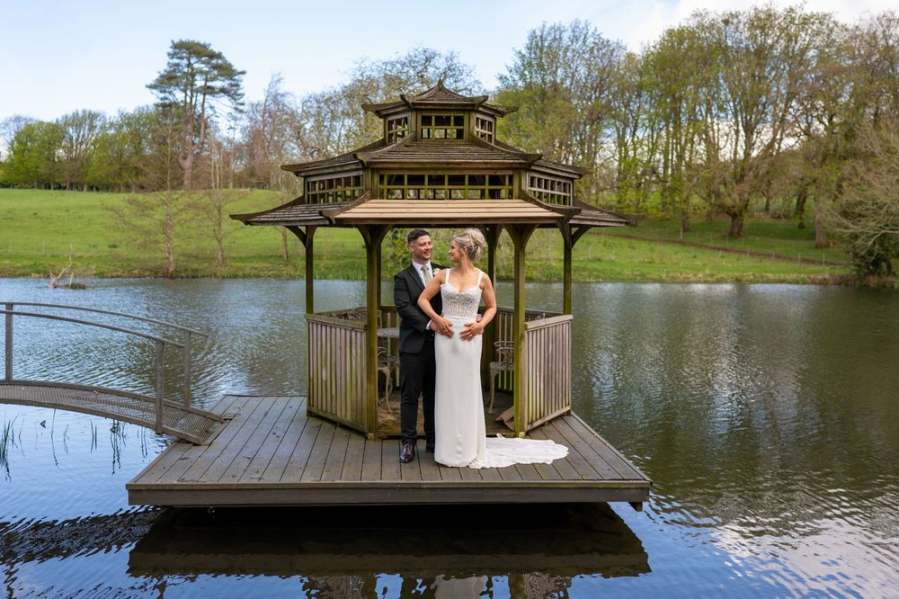 Bride and Groom posing at Kilshane House, County Tipperary.