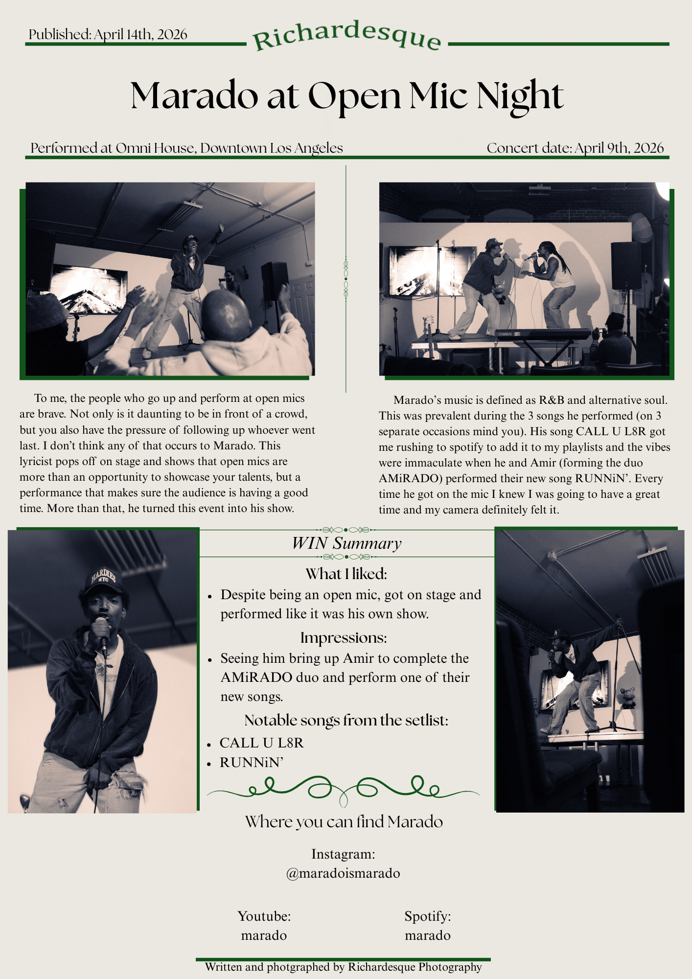 News letter about live music in the Los Angeles County area. Anna Dellario performed at We Found New Music at Bar Lubitsch in West Hollywood