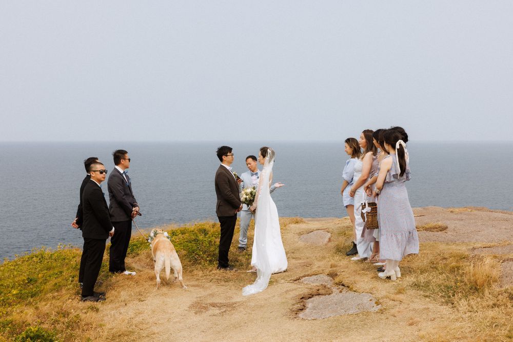 Elopement at Torbay Point captured by Newfoundland documentary style wedding photographer Kaitlyn yvette