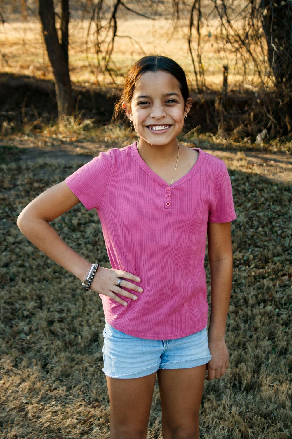 A young girl during an extended family photo session at The League House in Amarillo, Texas