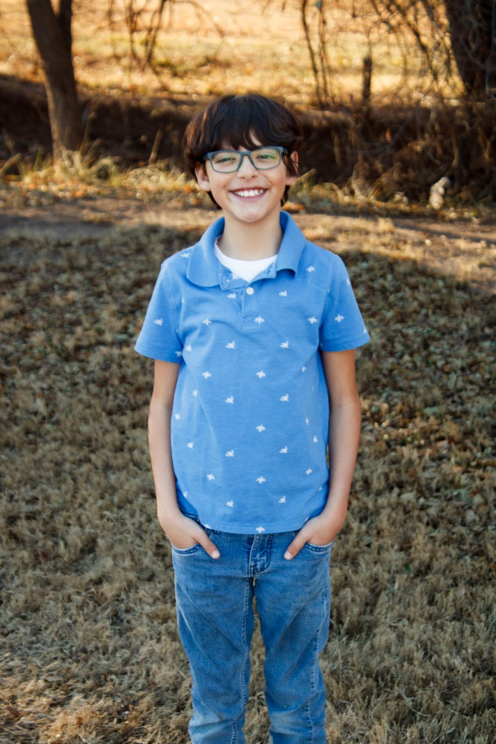 A young boy during an extended family photo session at The League House in Amarillo, Texas