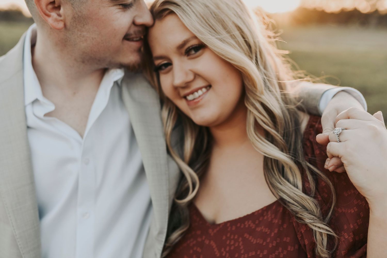 Romantic sunset engagement photos at Murrell Park Texas.
