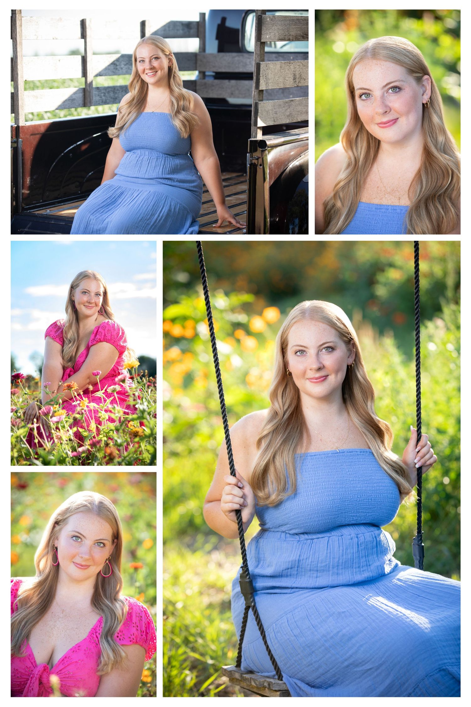 Olentangy senior pictures in a field.  Flower field senior pictures.  Mitchells Blooms & Berries senior pictures. Boho senior pictures.