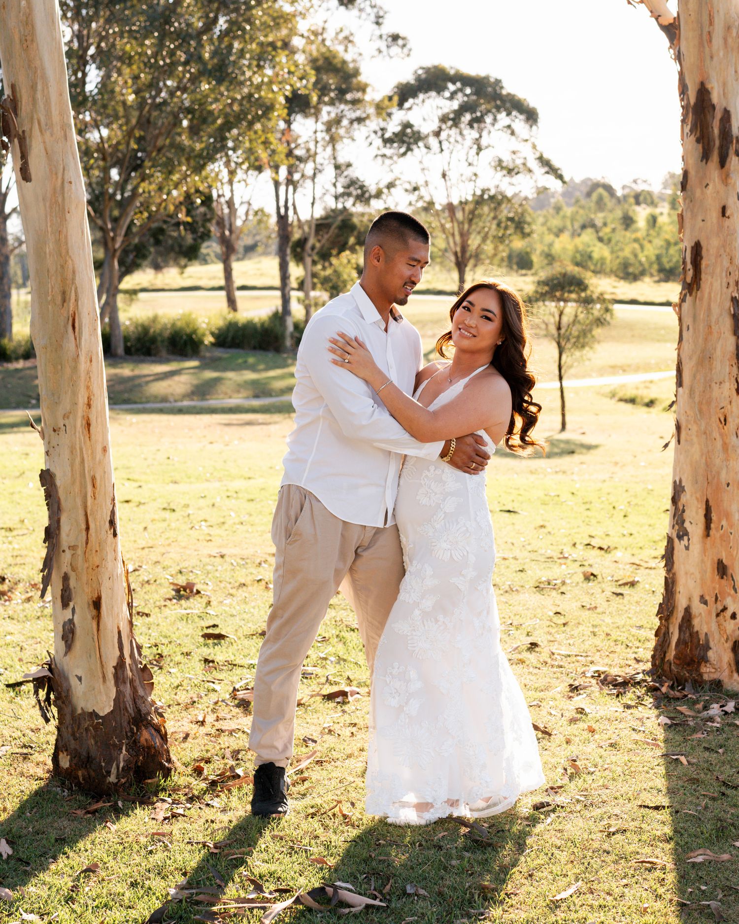 Dancing couple on an elopement photoshoot in the golden hour in Western Sydney