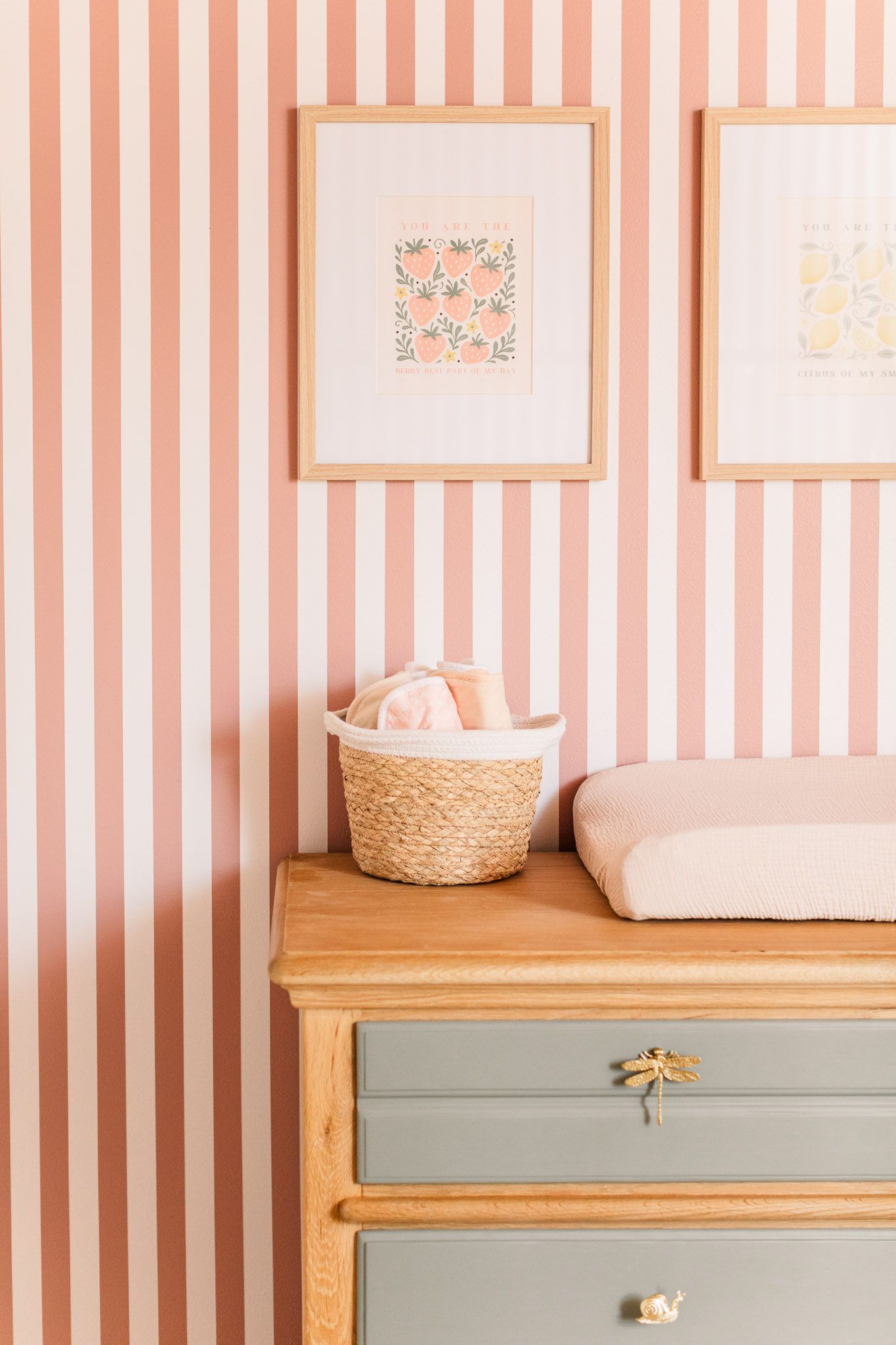 Richmond, Virginia newborn photographer capturing all the details of the baby nursery with insect shaped knobs on the dresser.