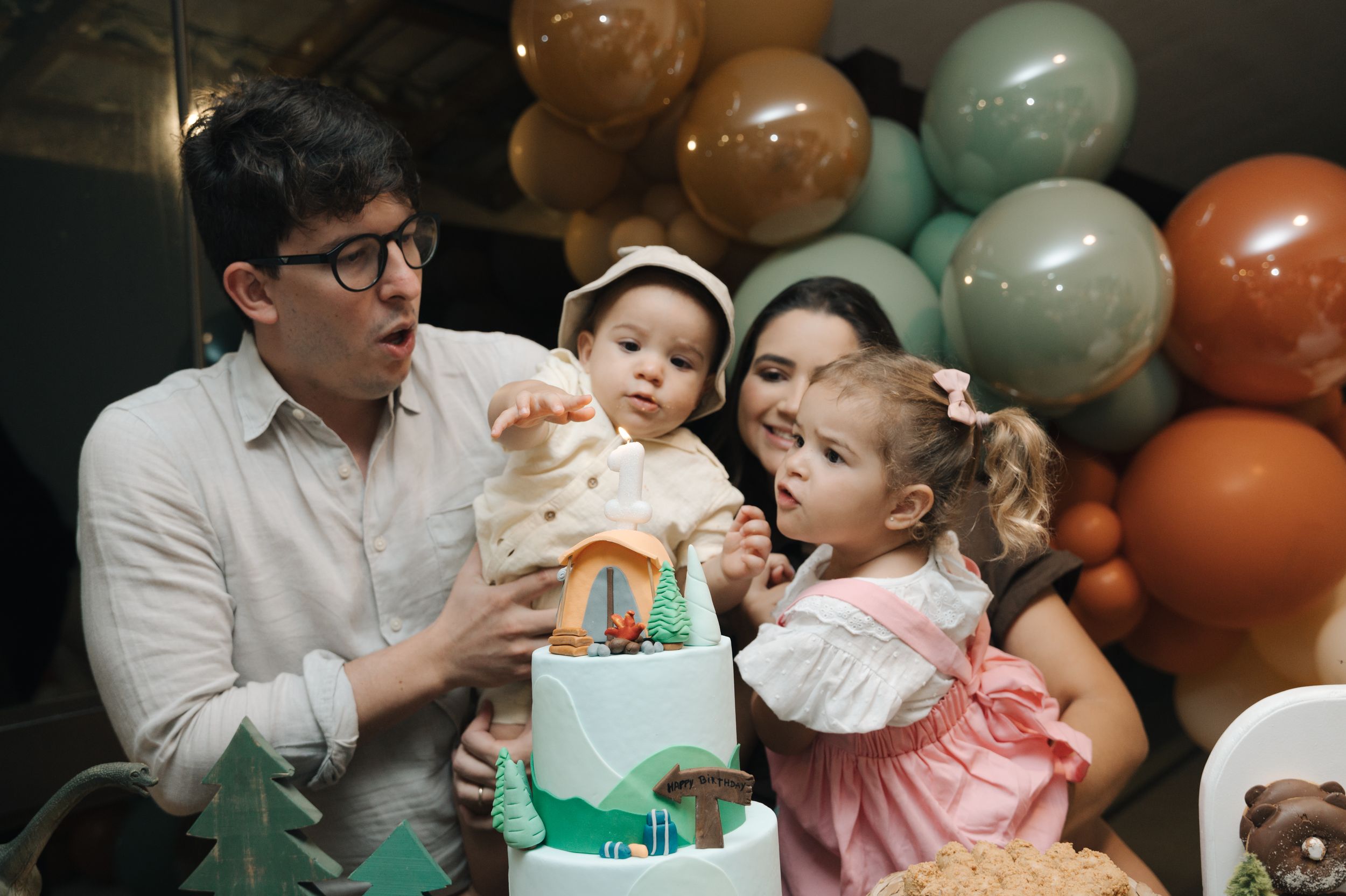 A collage of party scenes with balloons and cake being shared at a festive celebration.