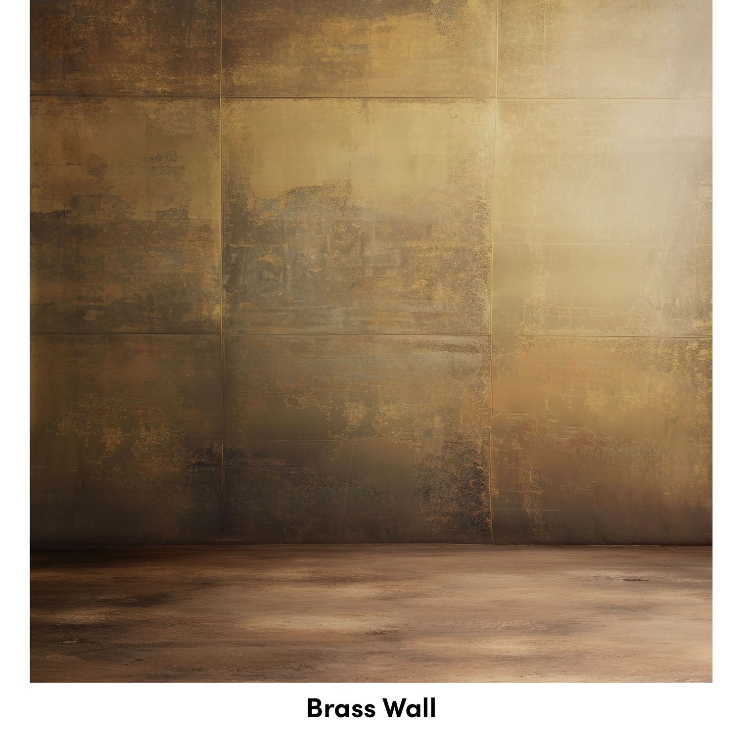 Empty vintage room interior with brown textured walls and concrete floor in warm sepia lighting.