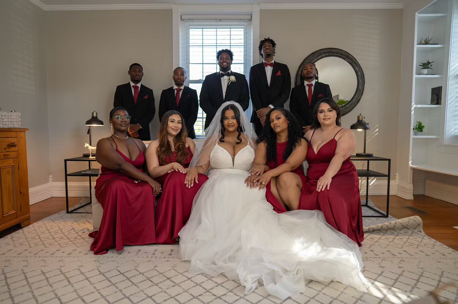 Wedding party members at Alum Creek Farm Wedding