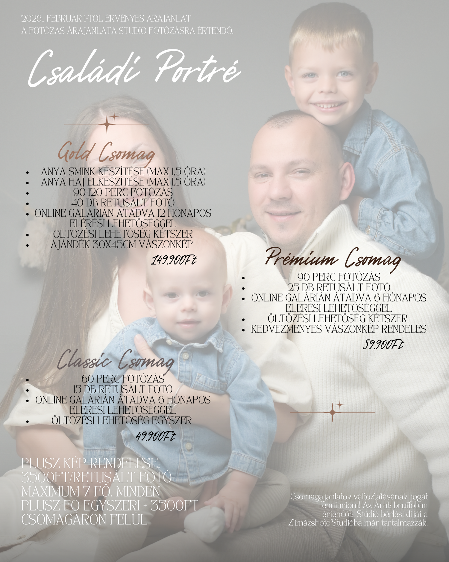 A portrait-style menu design showing pricing tiers for Gold, Premium and Classic Gaming services in muted tones.