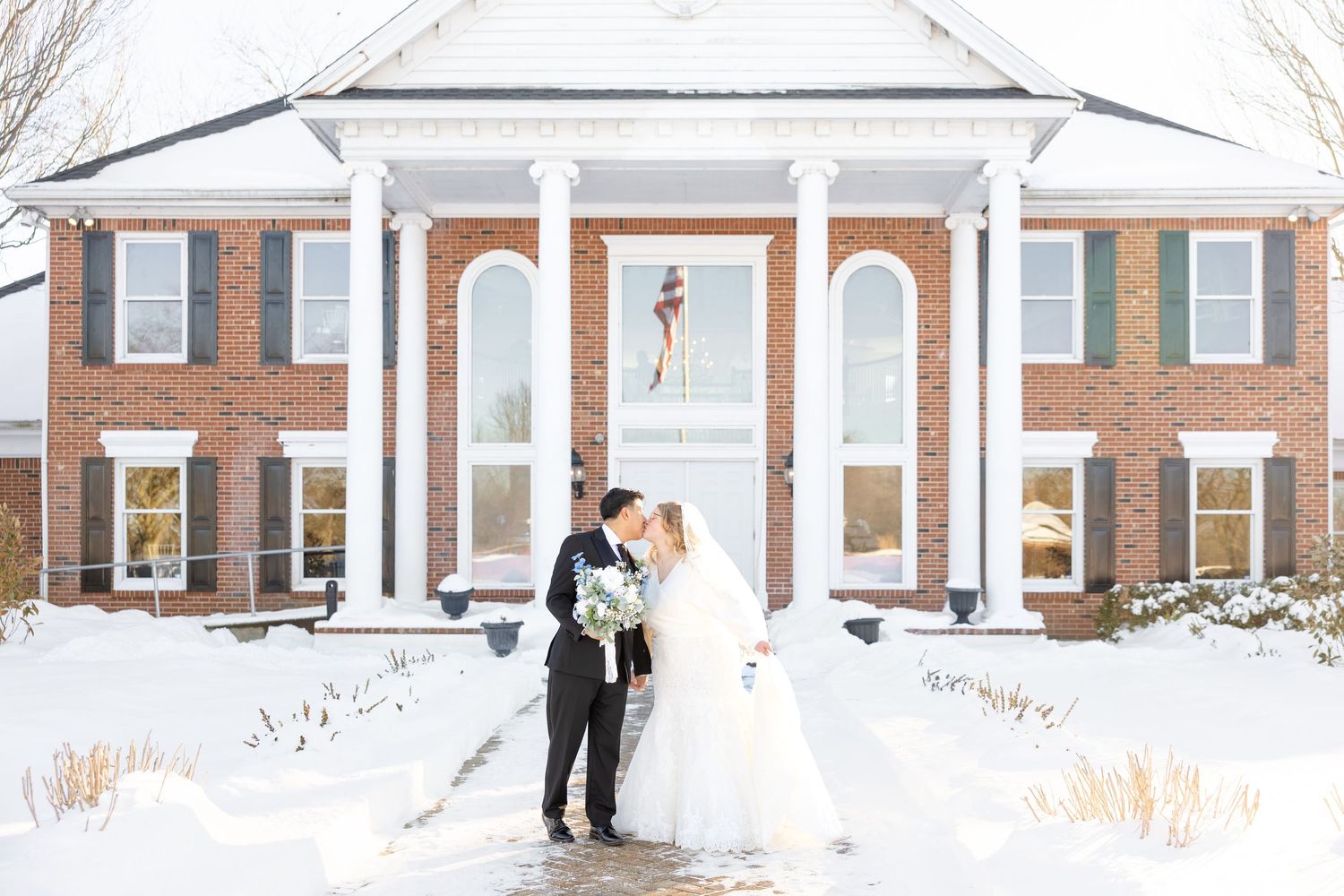 Dreamy winter wedding at The Estate at Sunset Farms in Bellbrook, Ohio, photographed by Julia and Sean Photography.”