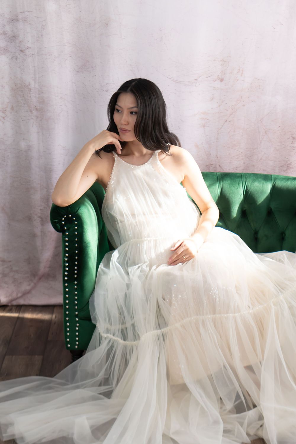 maternity photoshoot in a studio setting in Winfield, IL