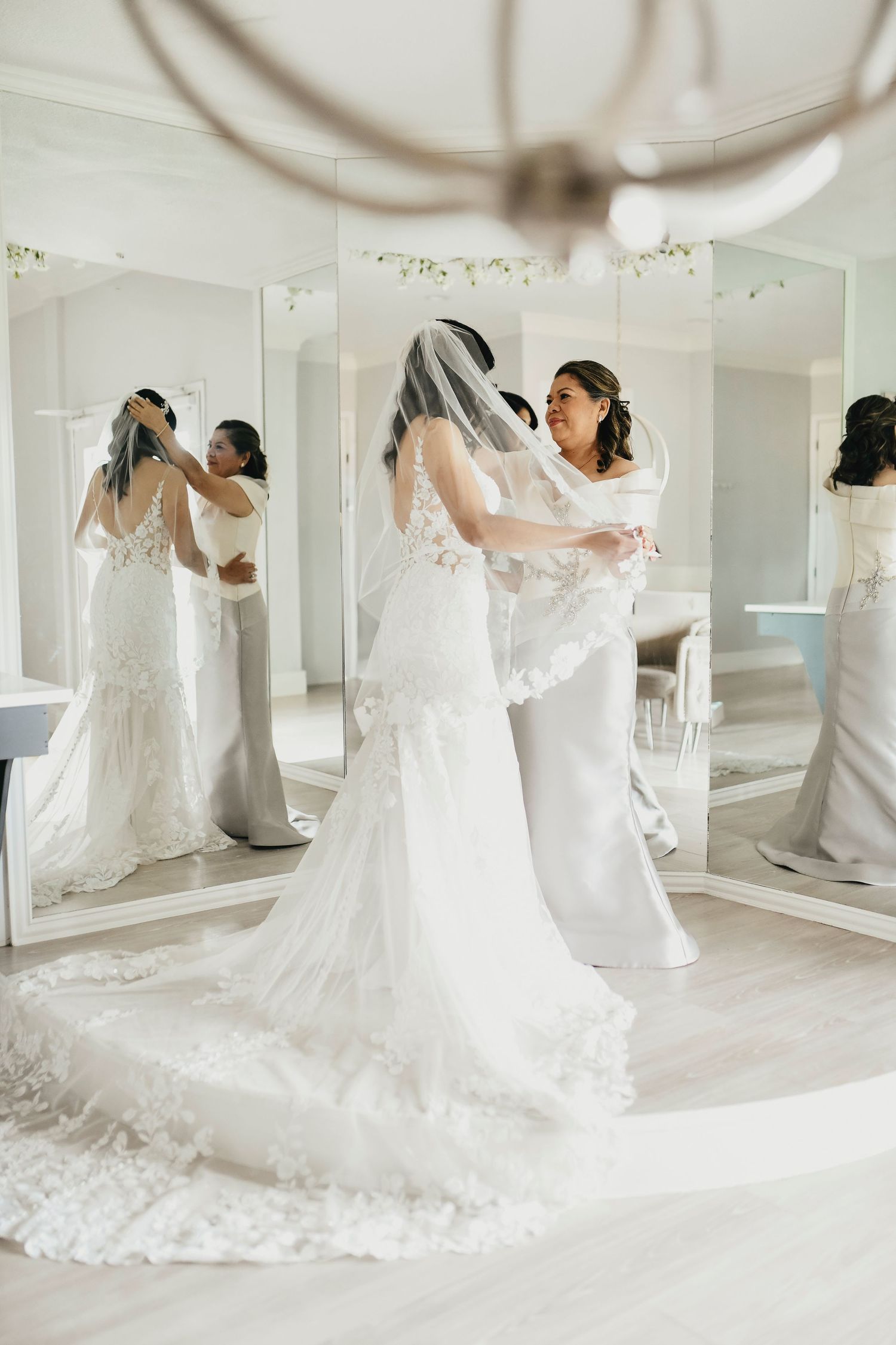Bride getting ready in bridal suite at D’Vine Grace Vineyard