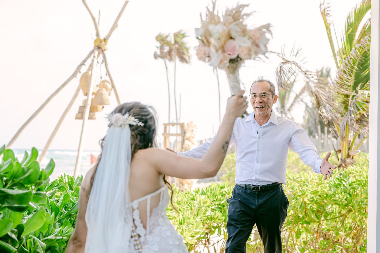Candid Blue Venado Weddings photo – emotional bride and groom moment.