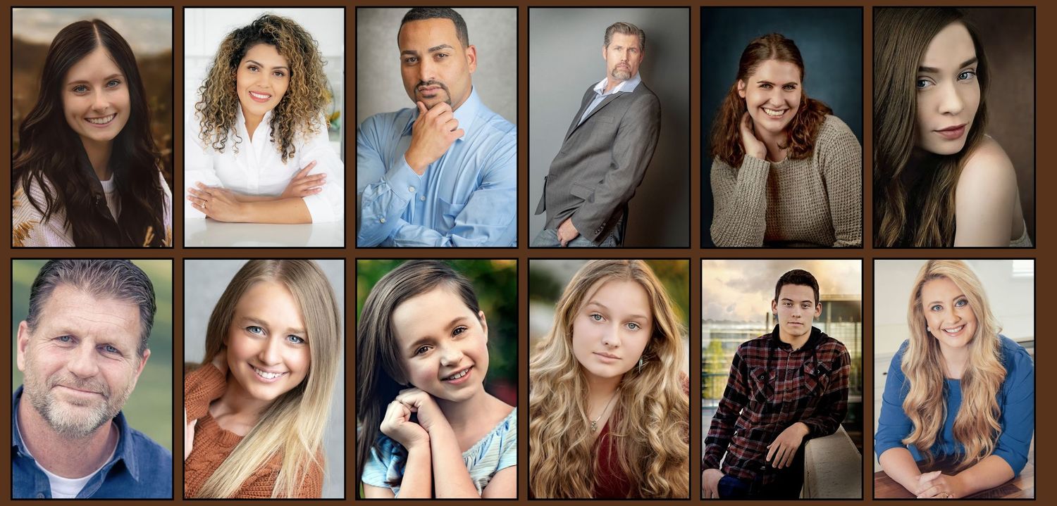 A collage grid of portrait photographs showing people of different ages and demographics against various backgrounds.