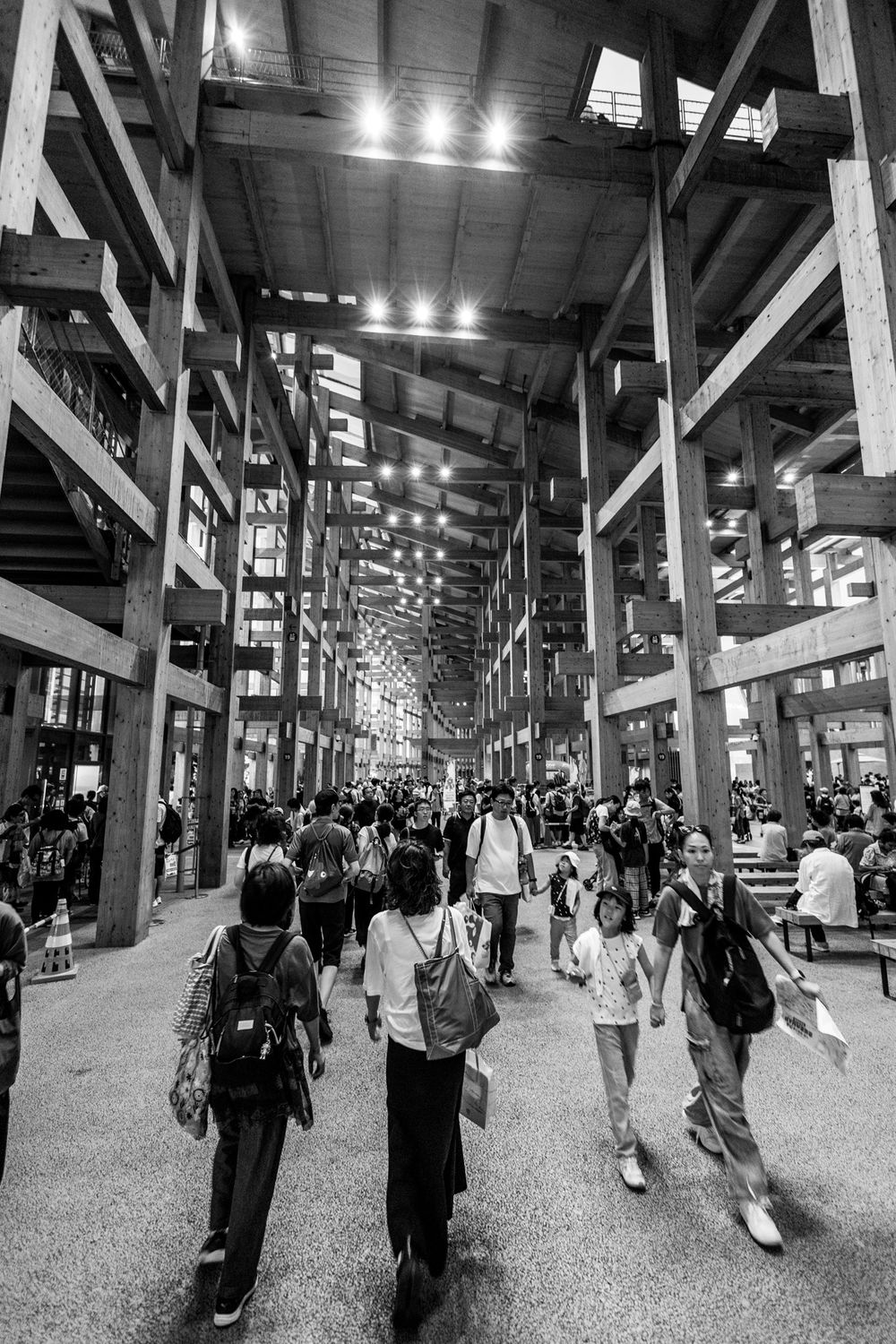 Interior of wooden ring, Expo 2025