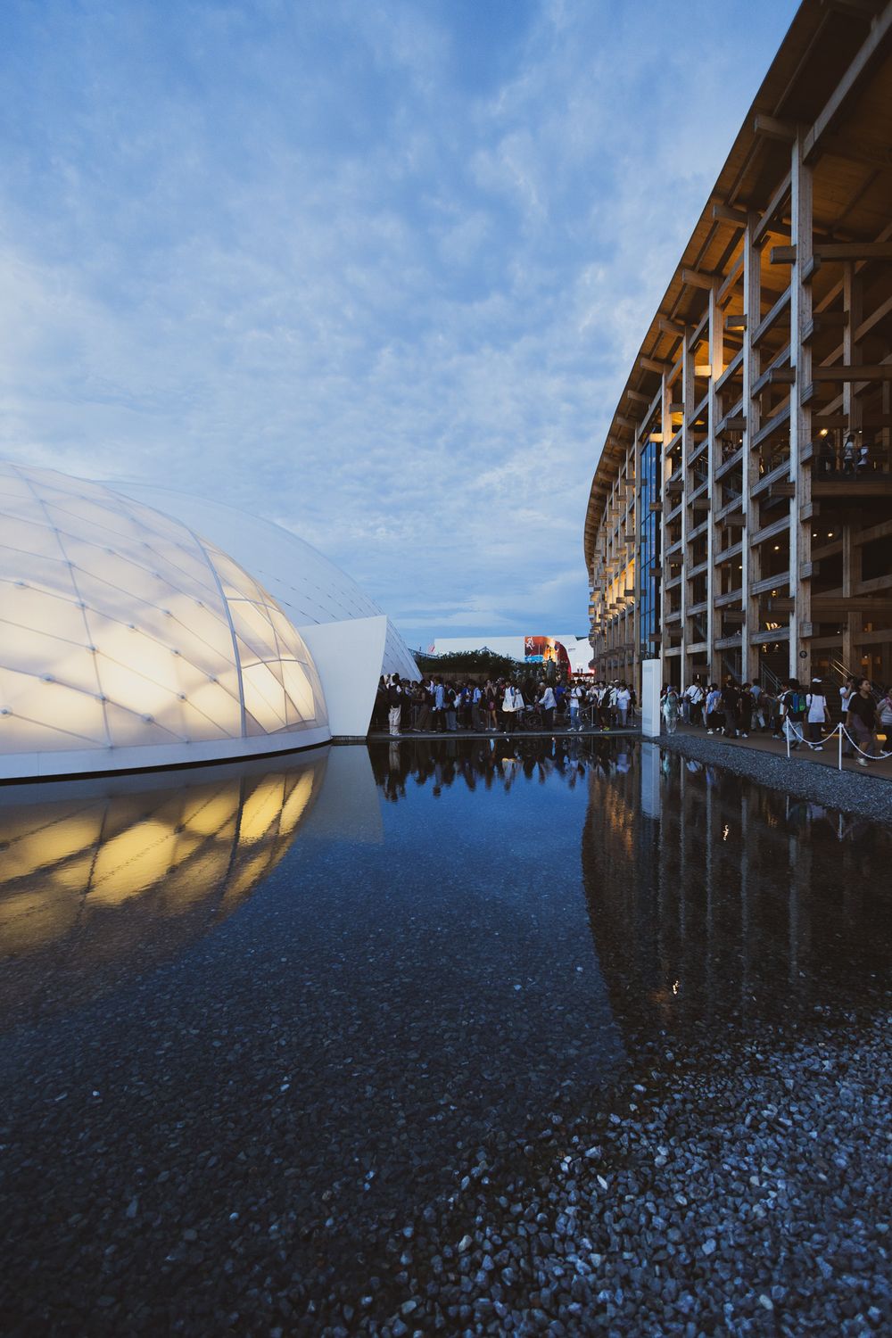 Exterior of wooden ring, Expo 2025
