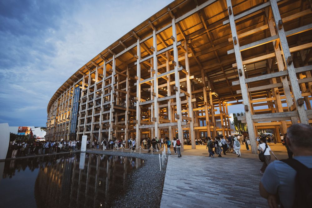 Exterior of wooden ring, Expo 2025