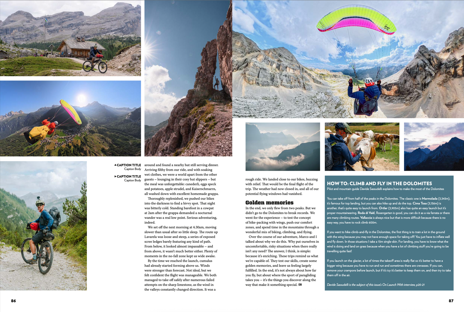 A collection of outdoor adventure photos showing mountain biking, hiking trails, and scenic mountain landscapes with text overlays.
