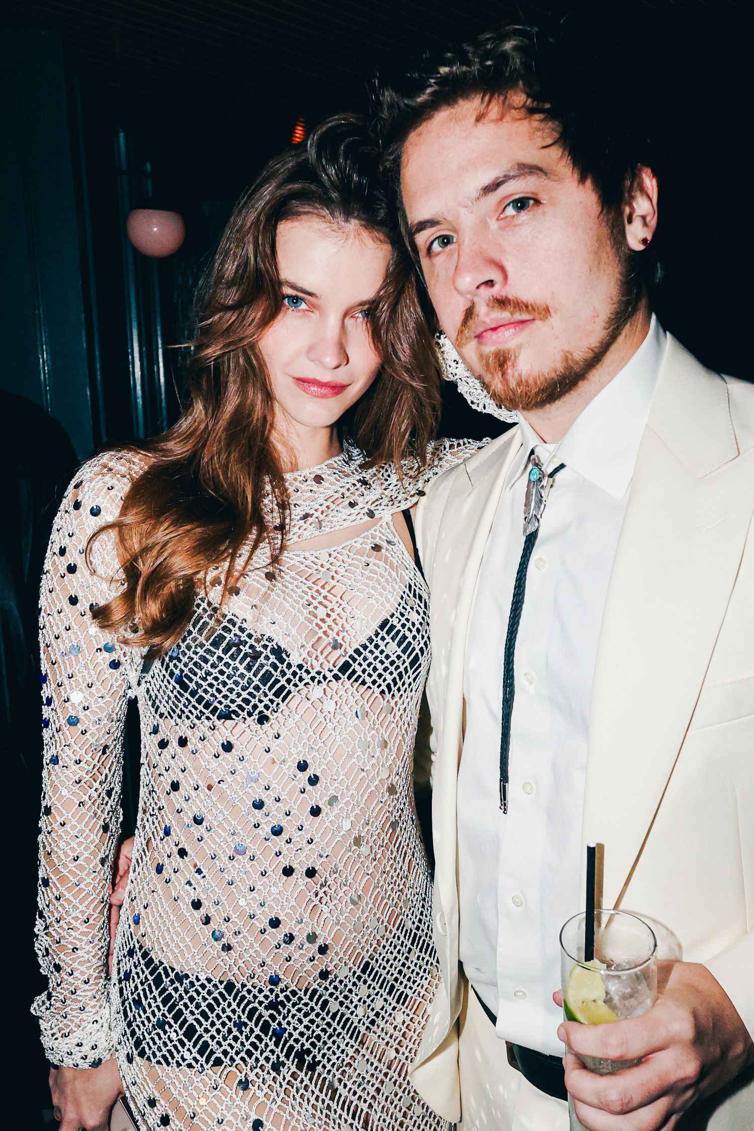New Year's Eve party for Barbara Palvin in Los Angeles. Barabara Palvin and Dylan Sprouse posing together.